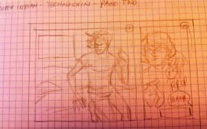 Rough layout for page two of Technoskin