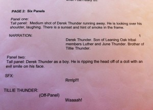 Page Two of Technoskin comic script