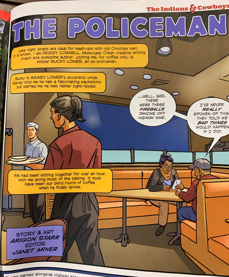 Partial image of page one of the Policeman comic in Oklahoma Today Magazine