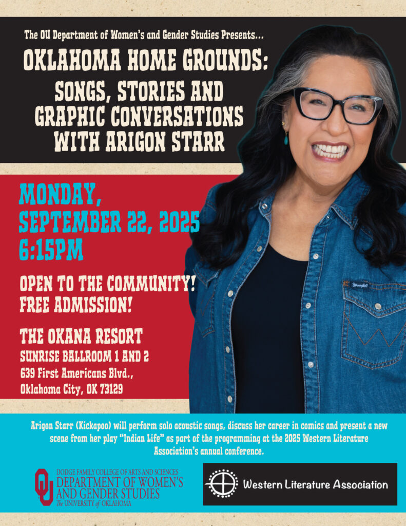 A flyer promoting Arigon Starr's appearance at the Western Literature Conference on September 22